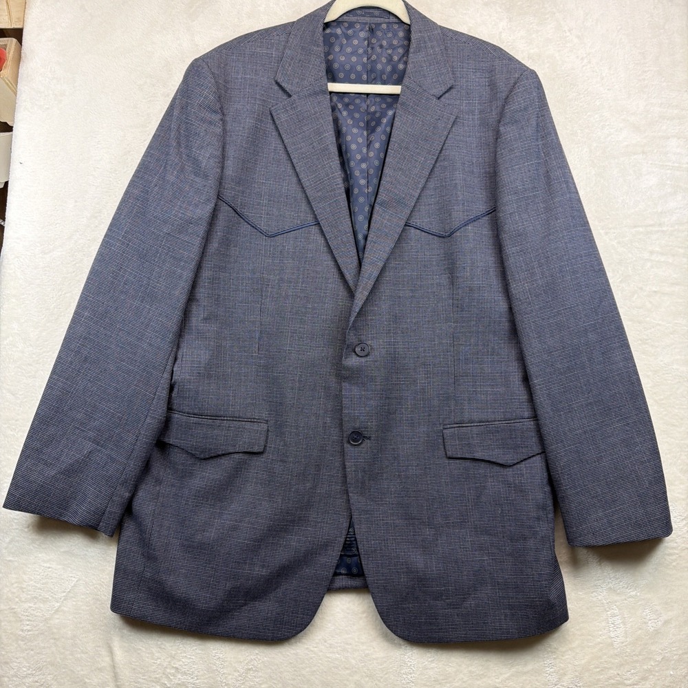 Red Sky Western Sport Coat Blazer Men's 44L Blue Cowboy Ranch Wear Jacket